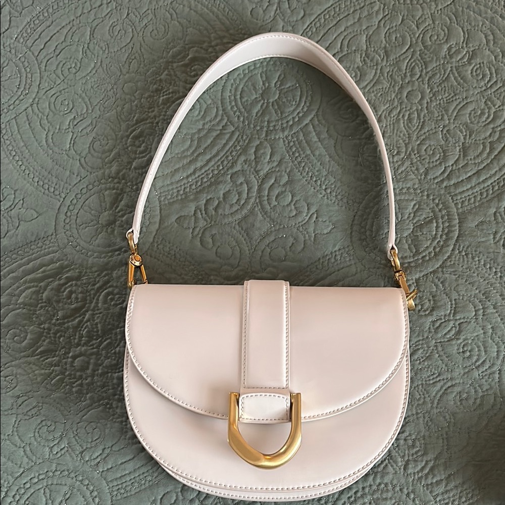 Charles &Keith Elegant chalk and Gold Women's Bag